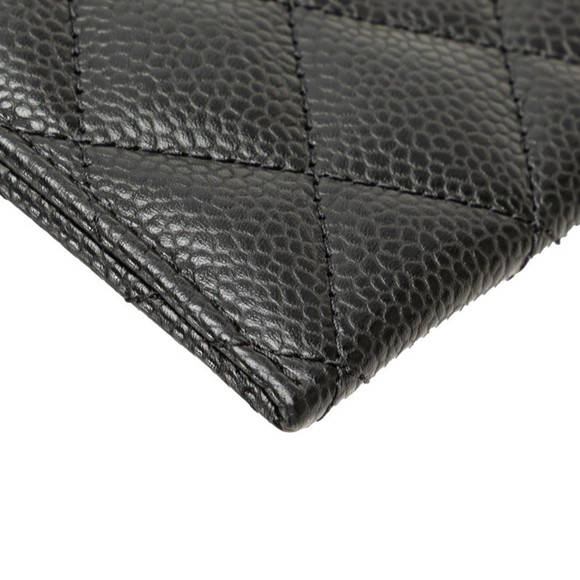 CHANEL Matelasse Coco Mark Gold Hardware Classic Card Case AP4472 Black Cavia...